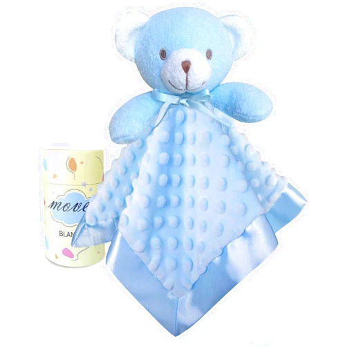 MOVEPAI Loveys for Babies, Soft Baby Security Blanket Lovies for Babies, Stuffed Animals Blankie for Newborn Infant with Baby Snuggle Toy, Boys Gilrs Gifts Blue Bear Security Blanket 16 Inch