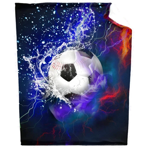 Comforzykets Soccer Fire and Water Galaxy Warm Throw Blankets Super Soft Fluffy Comfortable Flannel Fleece Cozy Plush Blanket for Couch Bed Travel Gifts 50“x40 Small Kids