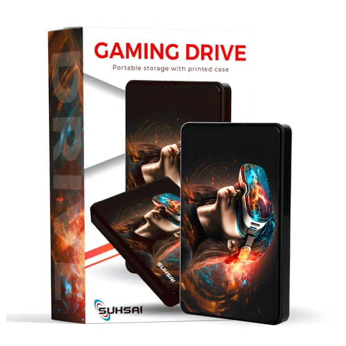 SUHSAI Gaming hardrive 1TB Portable External Hard Drive USB 3.0 VR Girl Printed Storage Drive 2.5 HDD Compatible with Laptop Computer, Xbox, MAC, PS4, PS5, chromebook - Black