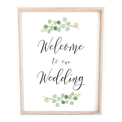 2 City Geese Welcome to our Wedding Sign for Reception or Ceremony | (1) 8x10 Watercolor Greenery with Eucalyptus Print on Thick Cardstock Paper | Wedding Decoration