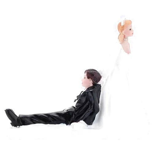 SJDHAHC Bride Dragging Groom Cake Topper - Handcrafted Figurines-Funny Reluctant Groom Wedding Cake Decoration, Romantic & Adorable Resin Figurines for Ceremonies, Parties, and as a Memorable Gift for Couples