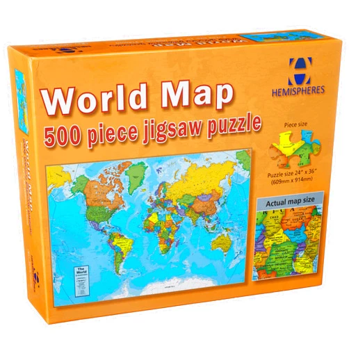 Waypoint Geographic World Map 500-Piece Jigsaw Puzzle, Puzzles for Kids, Jigsaw Puzzles for Endless Fun, Educational Puzzles for Personalized Gifts, 24″ x 36”