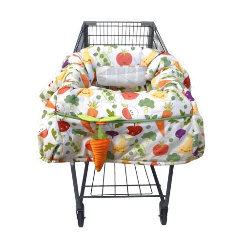 Boppy Shopping Cart Cover, Farmer’s Market Veggies, Cart Cover for Babies with Soft 360-Degree Coverage, Safety Harness, and SlideLine Toy Tether with Plush Carrot Included, 6mo+