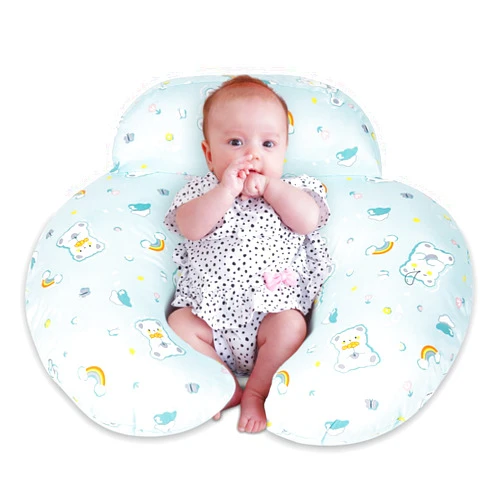 AMASKY Nursing Pillow for Breastfeeding, Plus Size Ergonomic Breastfeeding Pillows Support for Mom and Baby, with Removable Nursing Pillow Cover, Machine Washable,Cambridge Blue