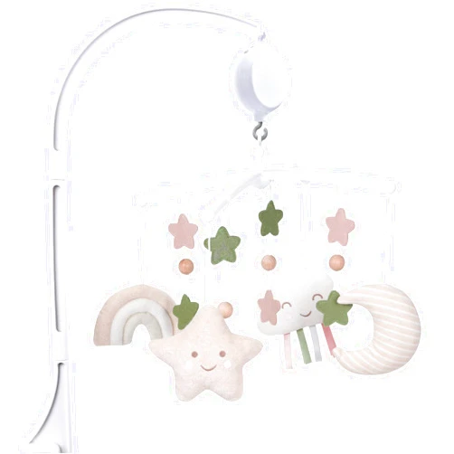 COTTONBEBE Crib Mobile 35 Lullaby Music, Cotton Baby Mobiles for Cribs & Pack N Play, Easy to Install, Stuffed Animals Hanging Toys Newborn Boys & Girls, Star Nursery Decor