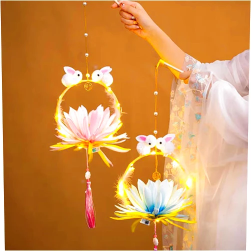Chris.W 2 Pcs Handheld Rabbit Lantern Craft Kit Artificial Lamp Candle Art Craft DIY Crabapple Lantern Crafts Activities for Mid-Autumn Festival Decorations, Hanfu Cosplay, Wedding, Party Adornment