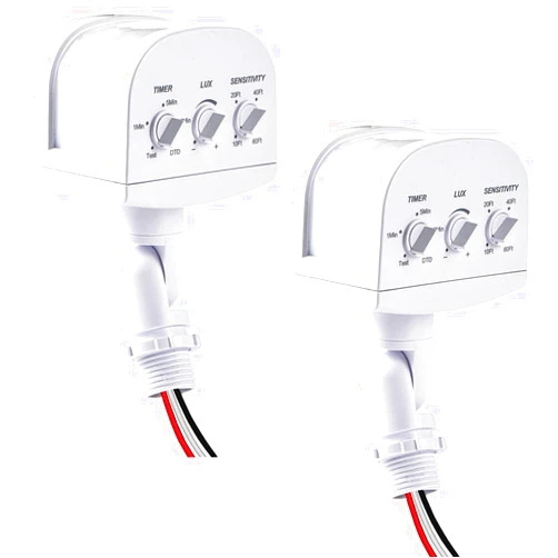 AizzKry 240-Degree Light Motion Sensor, 5-300LUX Adjustable 3 Working Modes Pir Motion Sensor, Adjustable Time & Detection Sensitivity 60 Ft Range, Dusk to Dawn Outdoor Motion Sensor, 2Pack, UL Listed