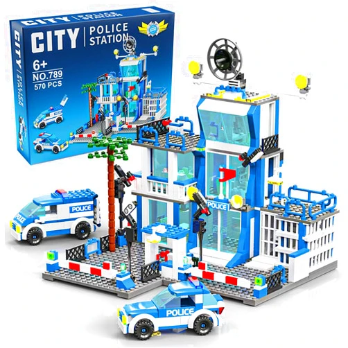 MindBox City Police Station Building Sets, 570pcs City Police Sets Toy Building Bricks Kit, Compatible with Lego，Gift for Boys 6-12
