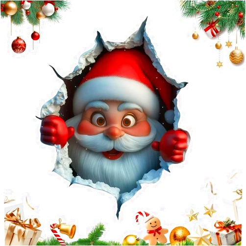BYROYIO Black Santa Wall Sticker, 3D Black Santa Wall Art Stickers New Christmas Creative Walls Sticker Removable Holiday Window Decals Easy Peel and Stick for Window Door Funny Festive Decor(Style B,1PC)