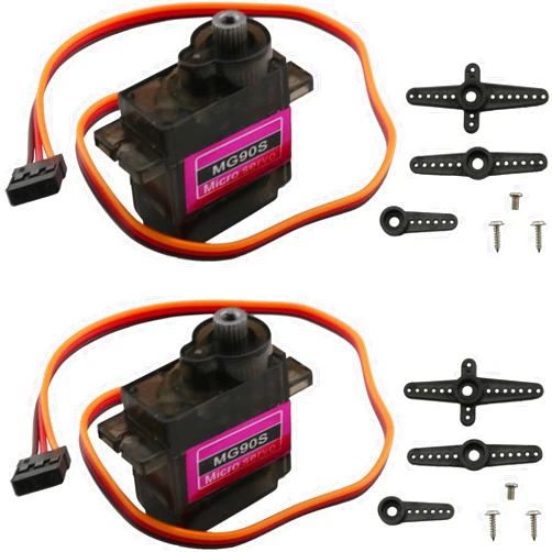 JJHXSM 2pcs MG90S 9g Servo Motor Micro Metal Gear 90-180 Degrees for Robot Car Plane RC Helicopter