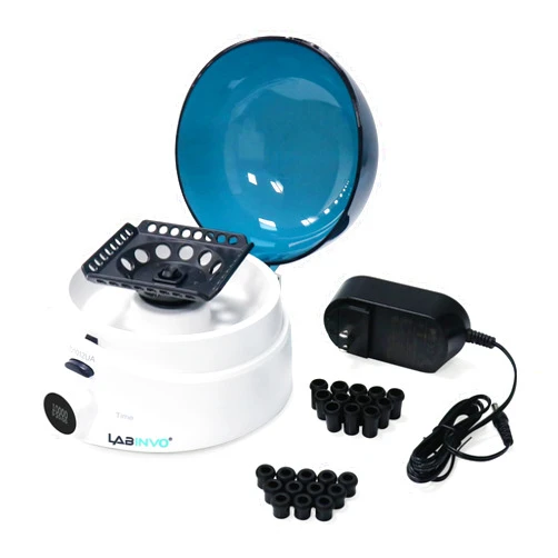 LABINVO Mini Centrifuge Machine, 10000RPM, OLED Display High Speed Lab Benchtop Centrifuges, 3-in1 Rotor for 0.5/1.5/2mL Tubes, and 4×PCR8 Strips, 0.2mL×44 PCR Tubes, IN-CEN001