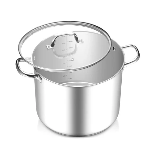 TeamFar 16QT Stock Pot, Stainless Steel Stockpot Large Induction Cooking Pot with Lid & Tri-ply Bottom, for Soup Seafood Cooking, Sauce Canning, Non Toxic & Heavy Duty, Various Stovetops Suitable