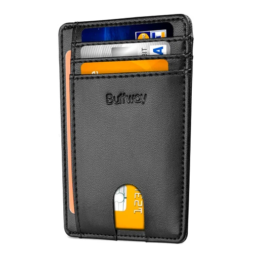 Buffway Slim Minimalist Front Pocket RFID Blocking Leather Wallets for Men and Women