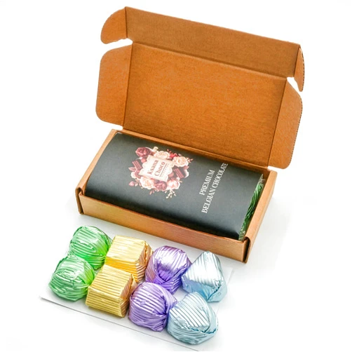 Ksana Choco Handmade Ksana Choco Luxury Handmade Chocolate Gift Box - Artisan Floral Decorated Milk Chocolate Tablet & 8 Assorted Pralines - Gourmet Gift for Birthday, Anniversary, Valentine's Day (8 Piece Praline Assortment)