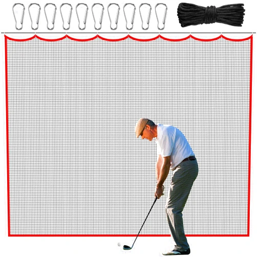 JolliLudo Golf Hitting Net Set 10ft Golf Practice Netting with Carabiners and Tie Rope Nylon Sports Heavy Duty Net for Hockey Backstop, Garage Backyard, Volleyball, Baseball, Lacrosse