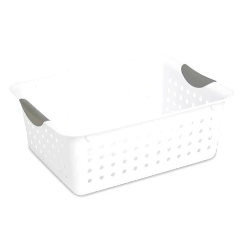 Sterilite Medium Ultra Basket, Closet Organizer Bin, Cabinets, Pantry, Shelving and Countertop Space, Open Container, White, 1-Pack