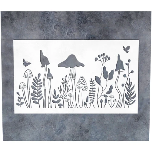 G GSS Designs GSS Designs Flower Mushroom Stencils for Painting on Walls, Wood, Furniture, Canvas, Paper, Fabric - 8x16Inch Wildflower & Forest Stencils for Nursery Decor