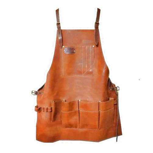 Leather Hubb 8-Pocket Leather Tool Apron Electrician Apron, Carpenter Apron, Tool Pouch, Apron for Welding, Blacksmith, Woodworking, BBQ Apron | Heat & Flame Resistant | Adjustable 33” to 54”