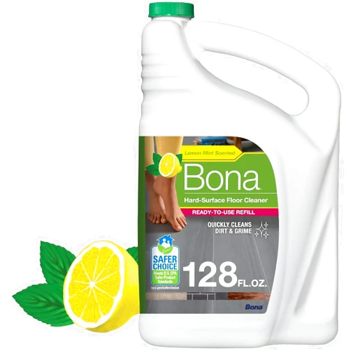 Bona Multi-Surface Floor Cleaner Refill - 128 fl oz - Lemon Mint - Residue-Free Floor Cleaning Solution refill for Spray Mop and Spray Bottles - For Use on Stone, Tile, Laminate, and Vinyl Floors