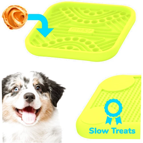 Mozy Lick Puzzle Mat for Dogs – More Licking Fun and Less Mess (Banana Color Mat - 2 Pack)