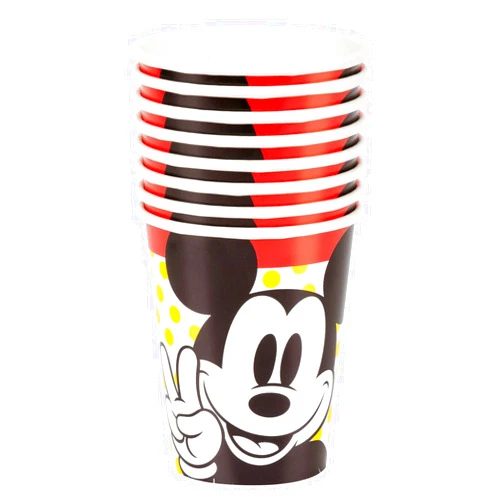 Unique Disney Mickey Mouse Paper Cups - 9 oz. (Pack of 8) - Vibrant Design & Eco-Friendly Birthday Party Essentials - Perfect for Kids & Disney Fans