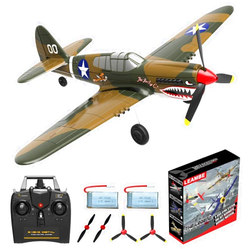 LEAMBE RC Plane 4 Channel Remote Control Airplane - Ready to Fly P-40 Warhawk RC Airplane for Beginners Adult with Xpilot Stabilization System & One Key Aerobatic