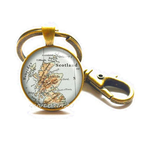 EANIOT Scotland map Keychain, Scotland map Jewelry map jewellry Edinburgh map Glasgow map Scottish Highlands Traveler's Gift,ot2 (A2)