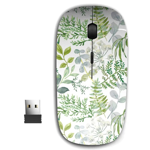 KAWAMOUSE 2.4G Ergonomic Portable USB Wireless Mouse for PC, Laptop, Computer, Notebook with Nano Receiver (Forest Greenery)