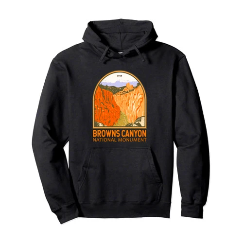 Browns Canyon National Monument Merch Apparel Browns Canyon National Monument Colorado Emblem Vintage Pullover Hoodie
