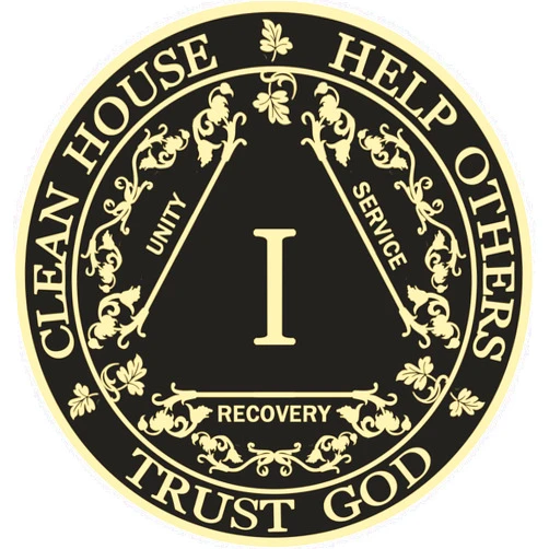 GOSIN Black & Gold 1-10 Years Alcoholics Anonymous Medallion AA Coin Capsule Included (One Year)