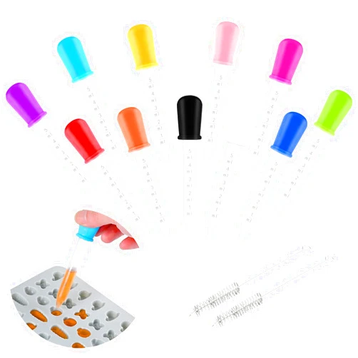 Jedroc 11 Pcs Liquid Droppers with 2 Brushes, 5ml Clear Liquid Medicine Eye Dropper with Bulb Tip for Kids Candy Mold,Candy Molds Gelatin Maker,Industrial Science and Crafts Projects