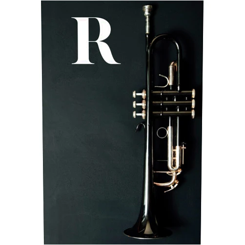 The Wright Agency R: Trumpet Brass Instrument Themed Monogram Letter 