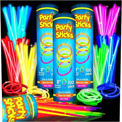 PartySticks Glow Sticks Jewelry Bulk Party Favors 300pk and Connectors - 8