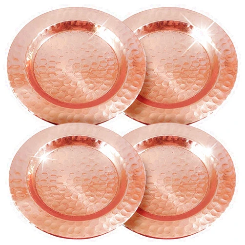 Kamojo Moscow Mule Pure Copper Coasters (Set of 4) - Hammered Drink & Beverage Bar Coaster for Copper Mugs, Cocktail Glasses & Small Wine Bottles - Protect Your Furniture - Vintage Housewarming Gift