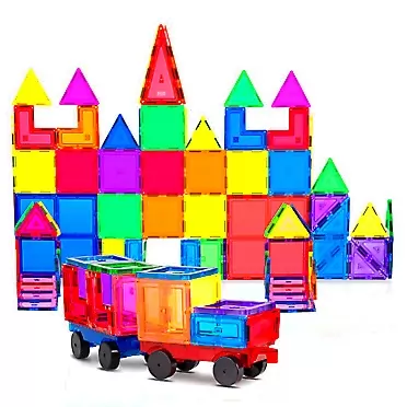PLAYVIBE 60 PCS 3D Magnetic Blocks Magnetic Tiles - Magnet Building Tiles | Magnetic Tiles Toy Building Sets | Magnetic Building Blocks | Kids Magnet Toys for Kids | Magnetic Tiles for Kids | Magna t Blocks 60 Piece Set