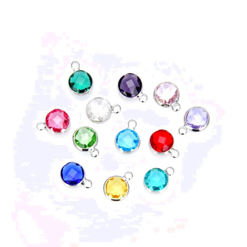 Adabele 1 Set Grade A Mixed Birthstone Charms 10mm Crystal Pendant Drop Bead Sterling Silver Plated (12pcs) For Women Men Jewelry Making CCP22