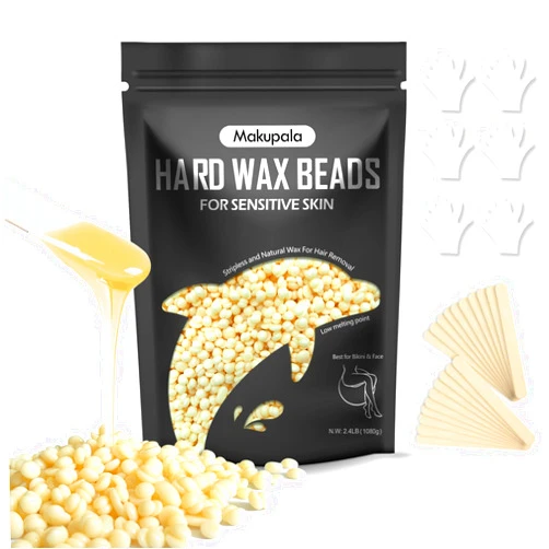 Makupala 2.4lb Hard Wax Beads, Unscented Waxing Beads for Sensitive Skin Hair Removal, Low Melting Point Wax Beans for Full Body, Bikini, Underarm, Brazilian, Facial BrazilianWaxing at Home Women Men