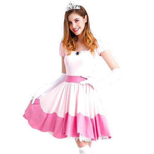 Brnmyaeo Women's Halloween Cosplay Outfits Deluxe Princess Fairy Costumes Teen Girls Cute Lace Dress with Crown and Gloves