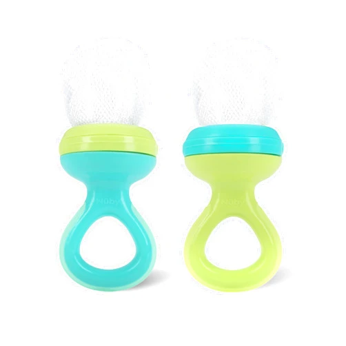 Nuby Nibbler Mesh First Soft Foods Feeder, 2pk, Aqua & Green