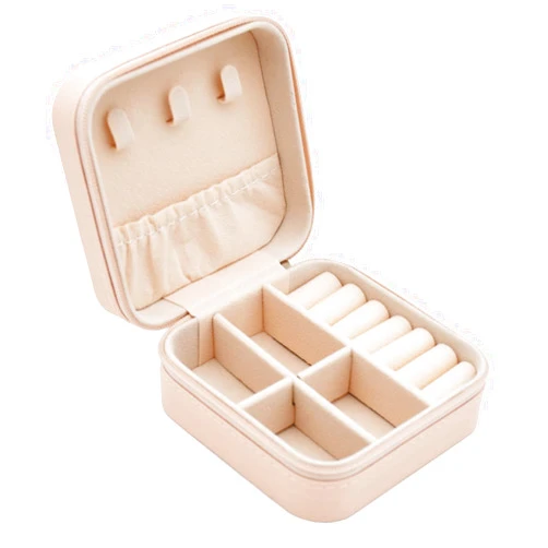 MODENGKONGJIAN Mini Jewelry Travel Case, PU Leather Organizer Box, Small Portable Jewellery Storage Holder for Womens Rings Earrings Necklaces Bracelets (Pink)