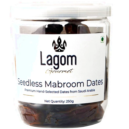 QRA Gourmet Seedless Saudi Mabroom Dates (Khajoor/Khajur), 250g | All Natural | No Preservatives | No Added Sugar | Gluten Free | Vegan | Non GMO | Dates Dry Fruits