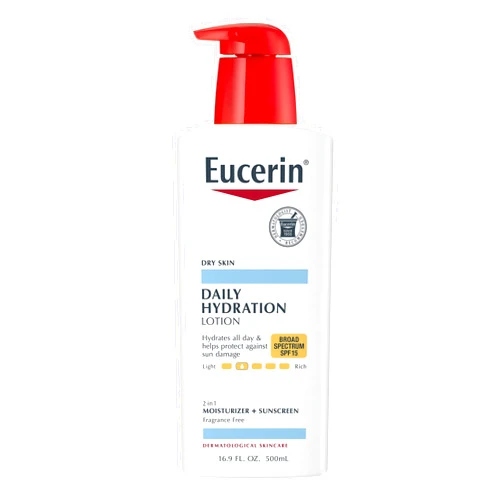 Eucerin Daily Hydration Lotion with SPF 15 - Broad Spectrum Body Lotion for Dry Skin - 16.9 fl. Oz. Pump Bottle