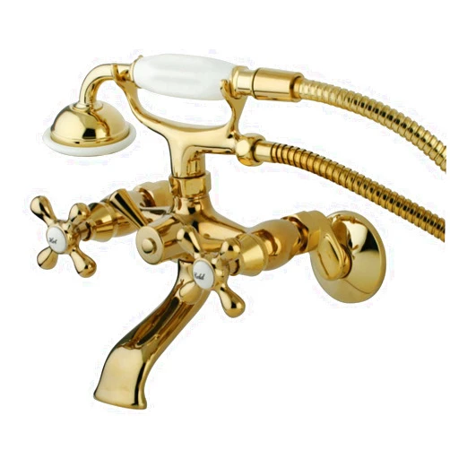 Kingston Brass KS265PB Clawfoot Tub Wall Mount Faucet, Polished Brass