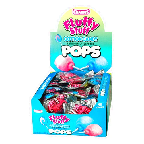 Tootsie Roll Fluffy Stuff Cotton Candy Pops (48 Count Box of 0.62 Oz), 29.76 Oz