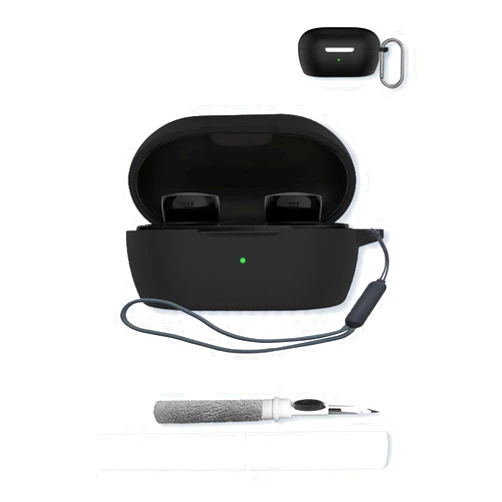 BOVUGAC Case for Bose New QuietComfort Earbuds,Soft Protective,BOVUGAC Silicone Case for New Bose QuietComfort Earbuds 2024,Model Number:888507-0100 Cover with Keychain & Cleaning Kit & Lanyard-Black