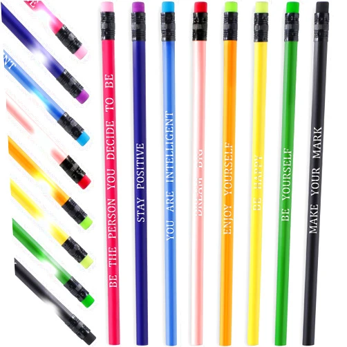 Gersoniel 40 Pcs Motivational Pencils Cute Color Changing Mood Pencil Inspirational Pencil Personalized Pencil with Saying Heat Activated Pencil for Student(Inspirational Style)