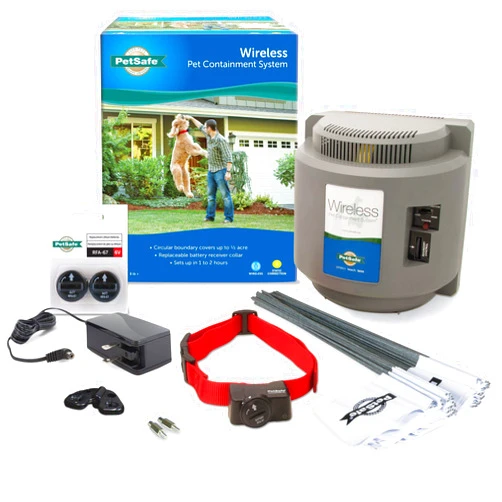 PetSafe Wireless Fence Pet Containment System with Extra Battery Pack, Covers up to 1/2 Acre, for Dogs Over 8 lb., Waterproof Receiver with Tone/Static Correction
