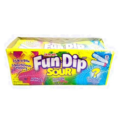 All City Candy Lik-M-Aid Sour Fun Dip 1.4 oz Packet, Case of 24 Packets