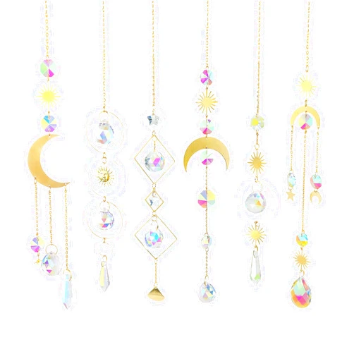 SAPOSTA Gifts for Mom 6 Pieces Colorful Crystals Suncatcher Hanging for Window Sun Catcher with Chain Pendant Ornament Crystal Ball for Window Prism Rainbow Maker Pendants Garden Christmas Tree Wedding Party