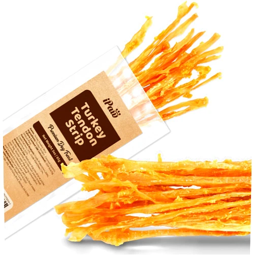 IPaw Turkey Tendon for Dogs, Turkey 100% Sourced from USA, Hypoallergenic, All Natural Human Grade Puppy Chew, Dog Treats for Signature Series, Rawhide Alternative, 1 Unit/Pack Strip (Large)